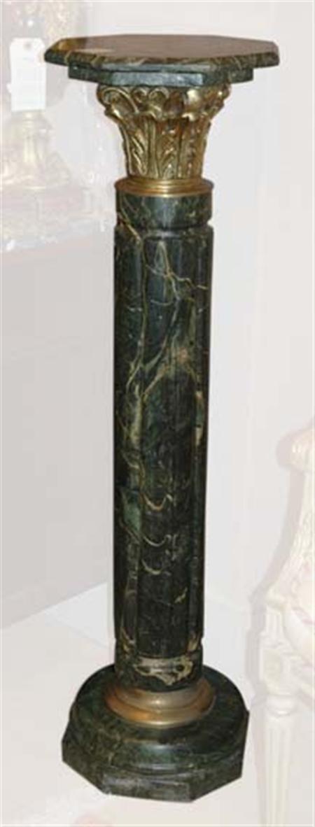 Lot image - Neoclassical Style Gilt-Metal Mounted Green Marble Pedestal