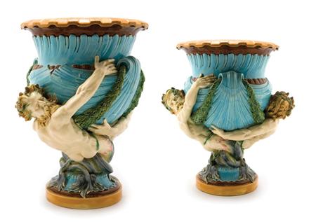 Lot image - Minton Majolica Figural Wine Cooler