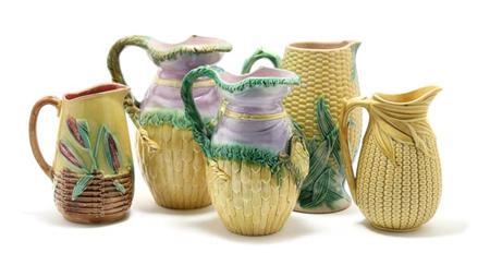 Lot image - Miscellaneous Group of Majolica Pitchers