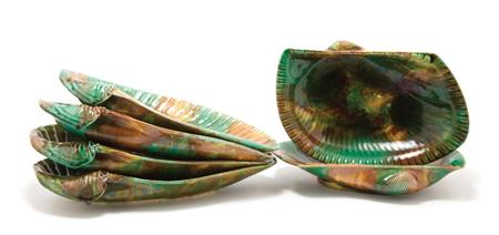 Lot image - Group of Six Wedgwood Majolica Serving Dishes