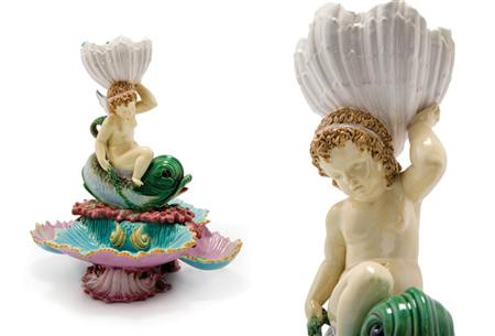 Lot image - George Jones Majolica Figural Centerpiece