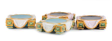 Lot image - Two Pairs of Minton Majolica Stands