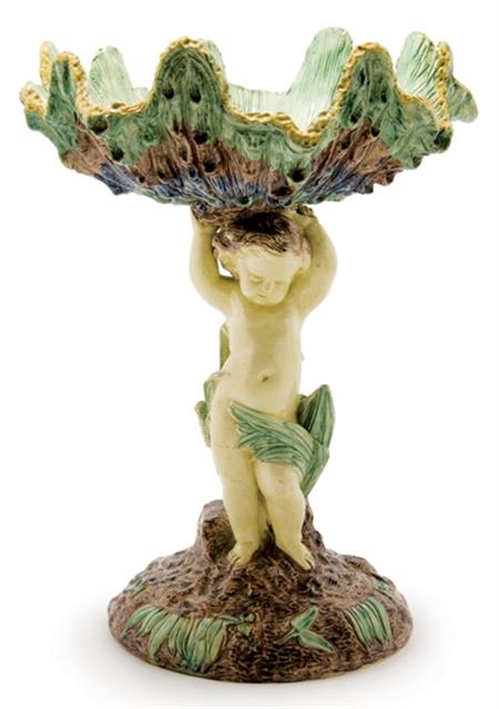 Lot image - French Majolica Figural Centerpiece