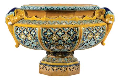 Lot image - Doulton Lambeth Majolica Glazed Stoneware Jardiniere