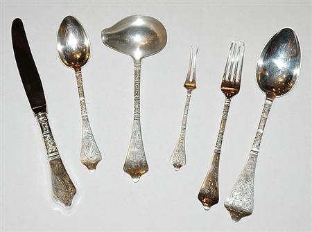 Lot image - Assembled Danish Silver Flatware Service