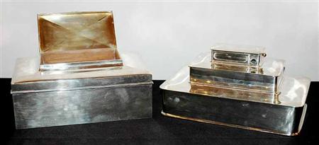 Lot image - Two Sterling Silver Humidors