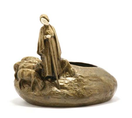Lot image - Austrian Bronze and Ivory Figural Jardiniere