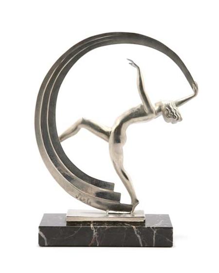 Lot image - Art Deco Silvered Bronze Figure of Janle