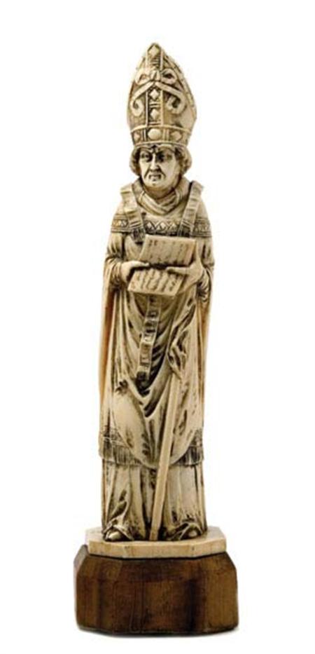 Lot image - Continental Carved Ivory Figure of a Bishop