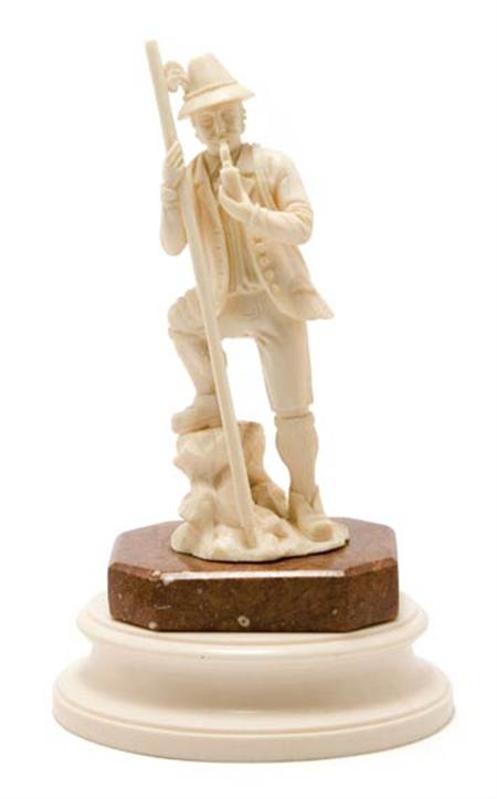 Lot image - Continental Carved Ivory Figure of an Outdoorsman