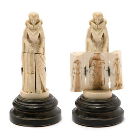 Lot image - Continental Carved Ivory Figural Triptych