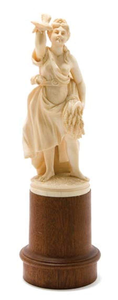 Lot image - Continental Carved Ivory Figure of a Harvester