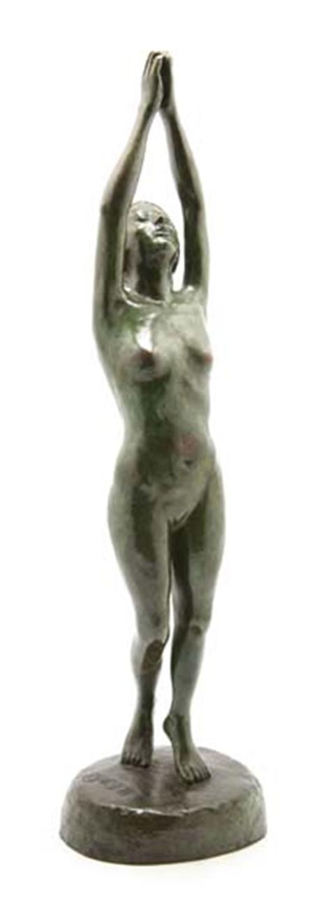 Lot image - Green Patinated-Bronze Figure