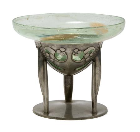 Lot image - English Pewter and Glass Center Bowl