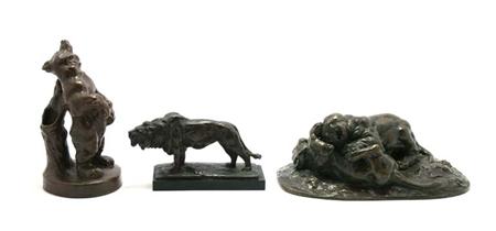 Lot image - Group of Three Bronze Animalier Figures