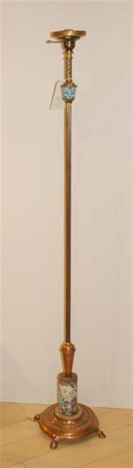 Lot image - Aesthetic Movement Gilt-Metal, Copper and Pottery Floor Lamp