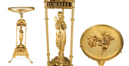 Lot image - Aesthetic Movement Gilt-Metal Card Table