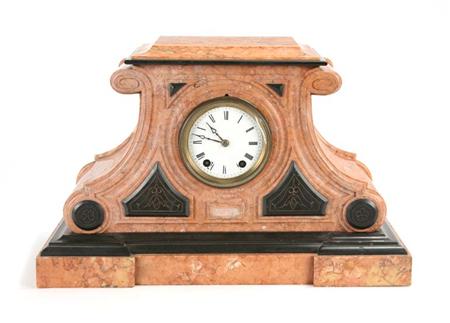 Lot image - Neoclassical Style Marble and Slate Mantel Clock