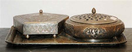 Lot image - Miscellaneous Group of Persian Silver Articles