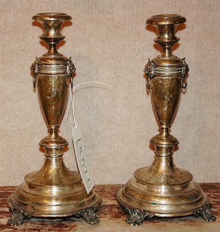 Lot image - Pair of Continental Silver Candlesticks