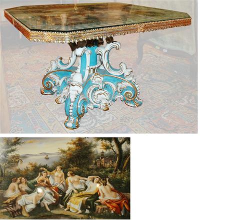 Lot image - Sevres Style Gilt-Metal Mounted Porcelain Low Center Table