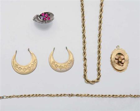 Lot image - Assorted Group of Gold, White Gold and Metal Jewelry