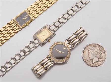 Lot image - Group of Metal Wristwatches and Jewelry and One U.S. Silver Dollar