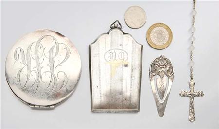 Lot image - Porcelain Dish and Group of Assorted Metal and Silver Cases and Fragments