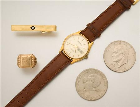 Lot image - Gentlemans Wristwatch and Assorted Group of Jewelry and U.S. Coins