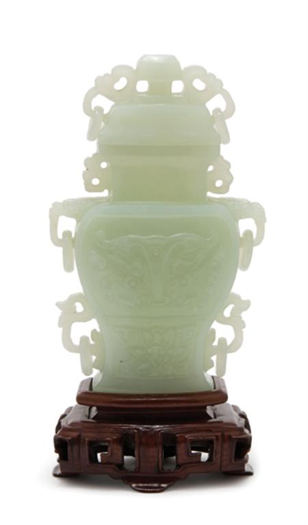Lot image - Chinese Celadon Jade Vase