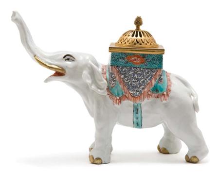 Lot image - Japanese Kakiemon Porcelain Figure of an Elephant