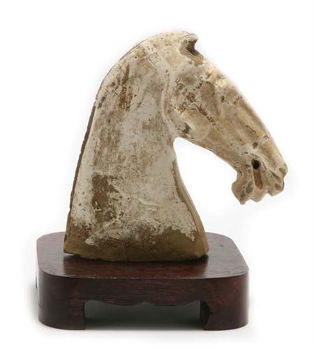 Lot image - Chinese Painted Pottery Horse Head