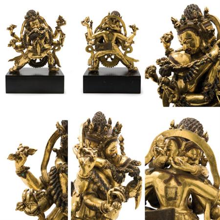 Lot image - Nepalese Gilt-Bronze Figure of a Trantric Divinity