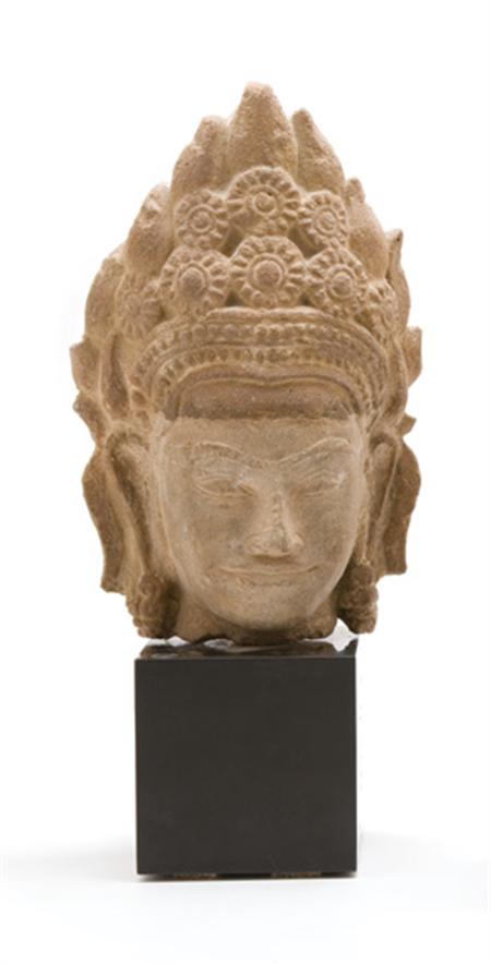 Lot image - Khmer Sandstone Head of Bodhisattva