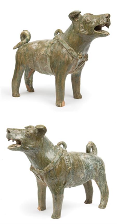 Lot image - Chinese Green Glazed Pottery Dog