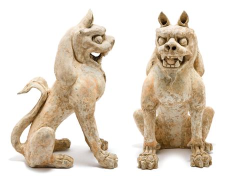 Lot image - Chinese Painted Pottery Lion
