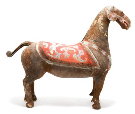 Lot image - Chinese Painted Pottery Figure of a Processionary Horse