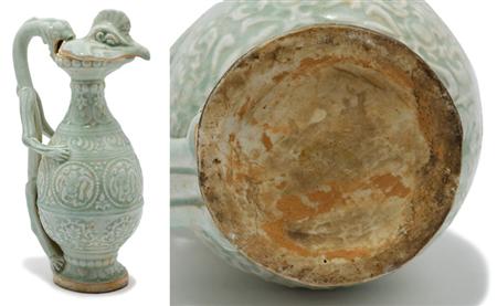 Lot image - Chinese Celadon Glazed Porcelain Ewer