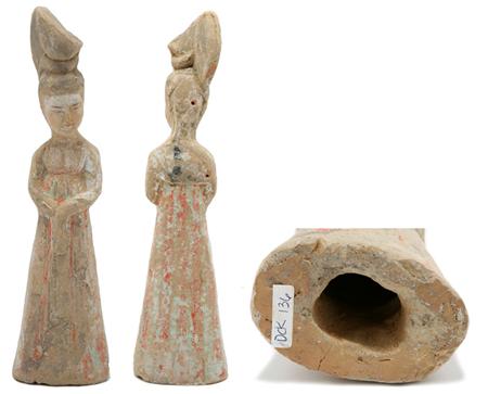 Lot image - Chinese Painted Pottery Figure of a Courtesan