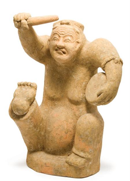 Lot image - Chinese Red Pottery Figure of an Entertainer