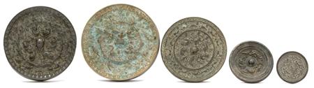 Lot image - Group of Five Chinese Bronze Mirrors
