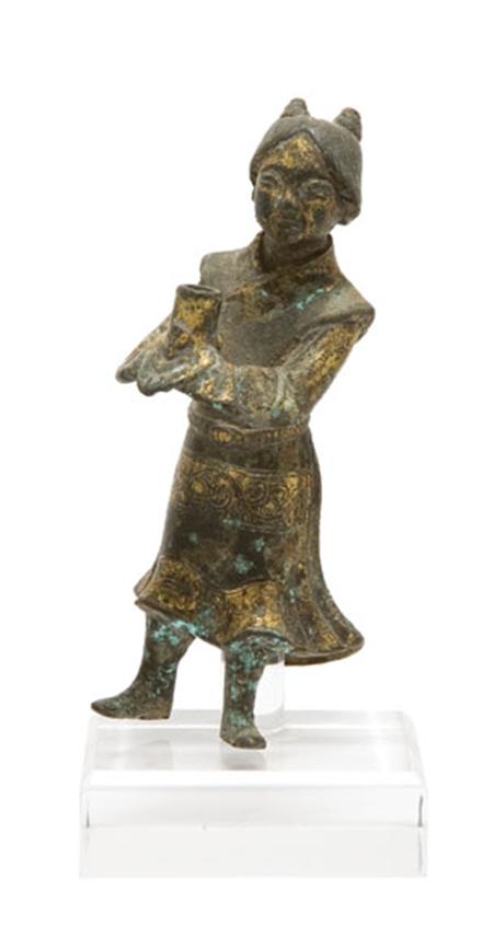Lot image - Chinese Gilt-Bronze Figure of an Attendant
