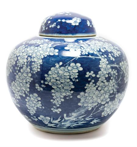 Lot image - Chinese Blue and White Glazed Porcelain Covered Jar