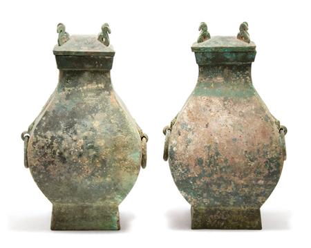 Lot image - Pair of Chinese Bronze Hu