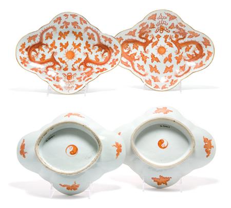 Lot image - Pair of Iron Red and White Dishes