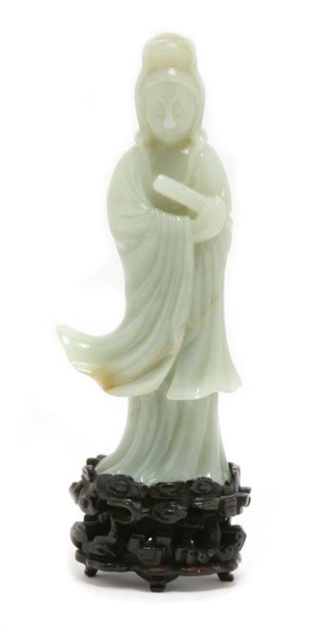 Lot image - Chinese Celadon Jade Meiren