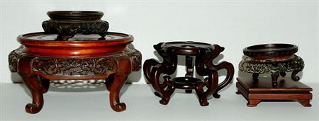 Lot image - Miscellaneous Group of Chinese Wood Stands