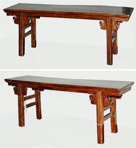 Lot image - Two Chinese Hardwood Benches