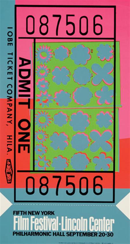 Lot image - Andy Warhol LINCOLN CENTER TICKET Color screenprint