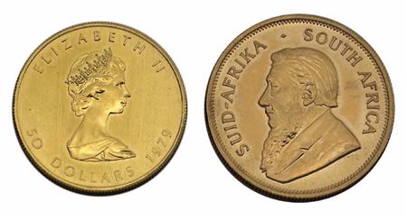 Lot image - Canada, $50 Maple and South African Gold Krugerrand